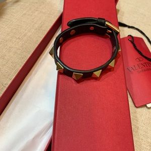 Valentino Rockstud Bracelet Black and Gold tone